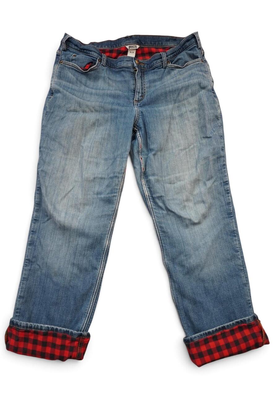 Duluth Trading Jeans Mens 36x30 Blue Flannel Lined Relaxed Straight Denim Pants